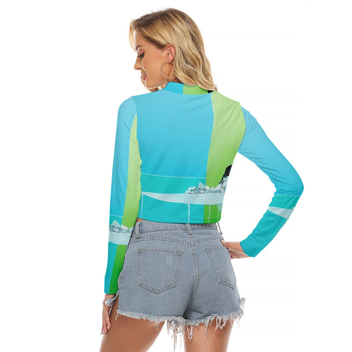 All-Over Print Women's Hollow Chest Keyhole Tight Crop Top