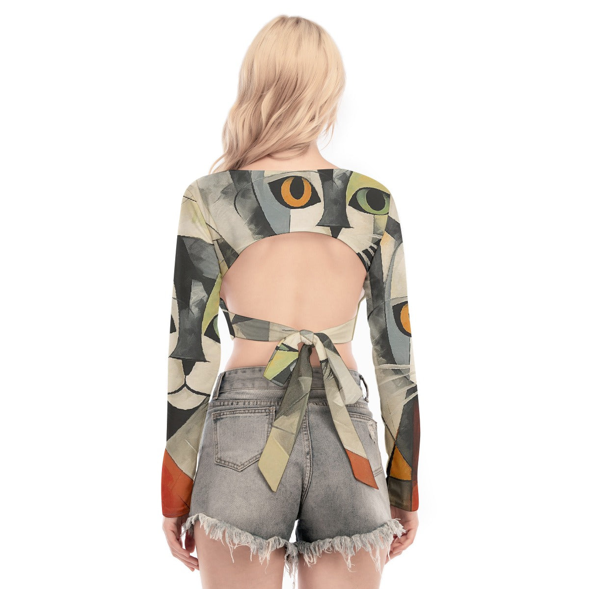 All-Over Print Women's Back Hollow T-shirt With Strap