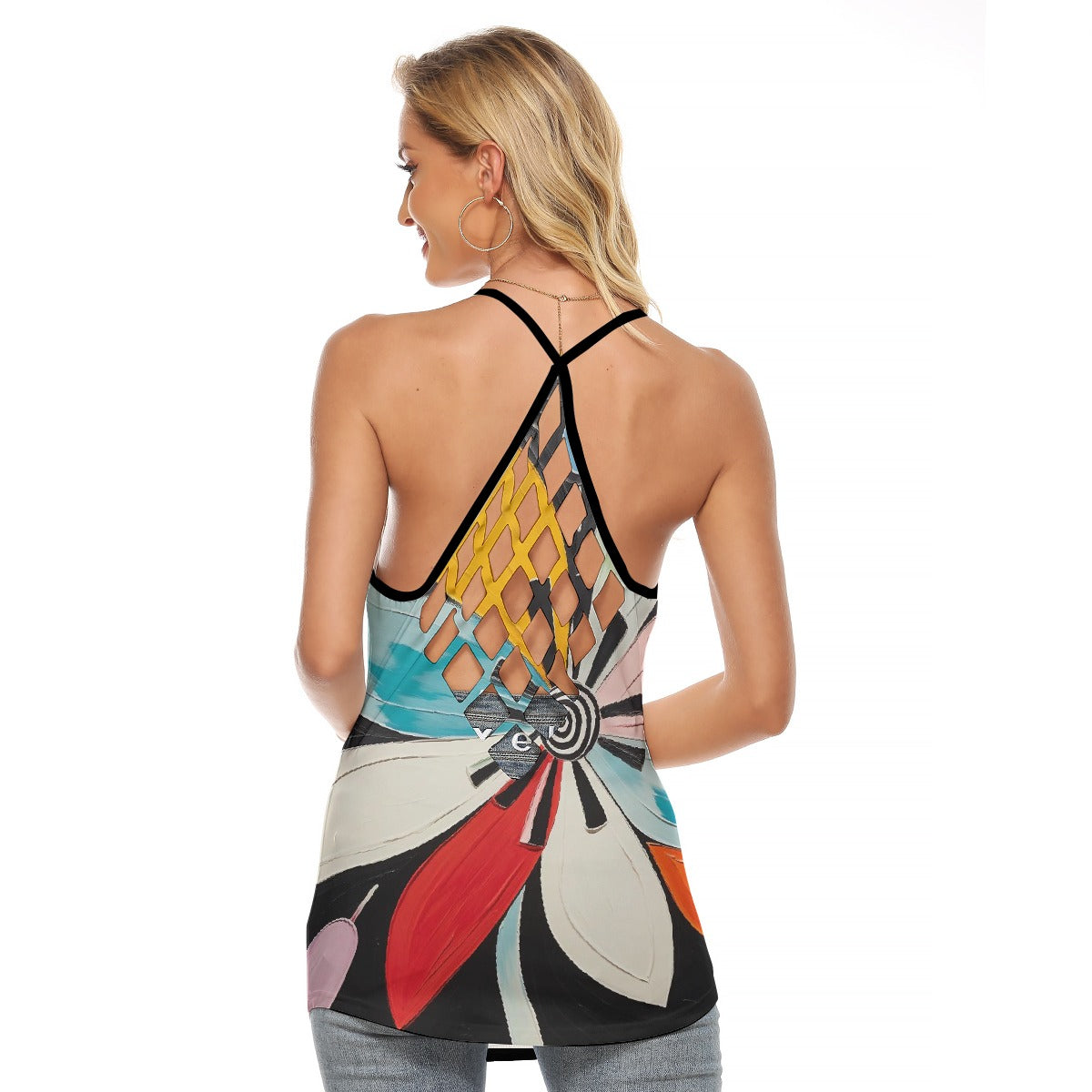 All-Over Print Women's Criss-Cross Open Back Tank Top