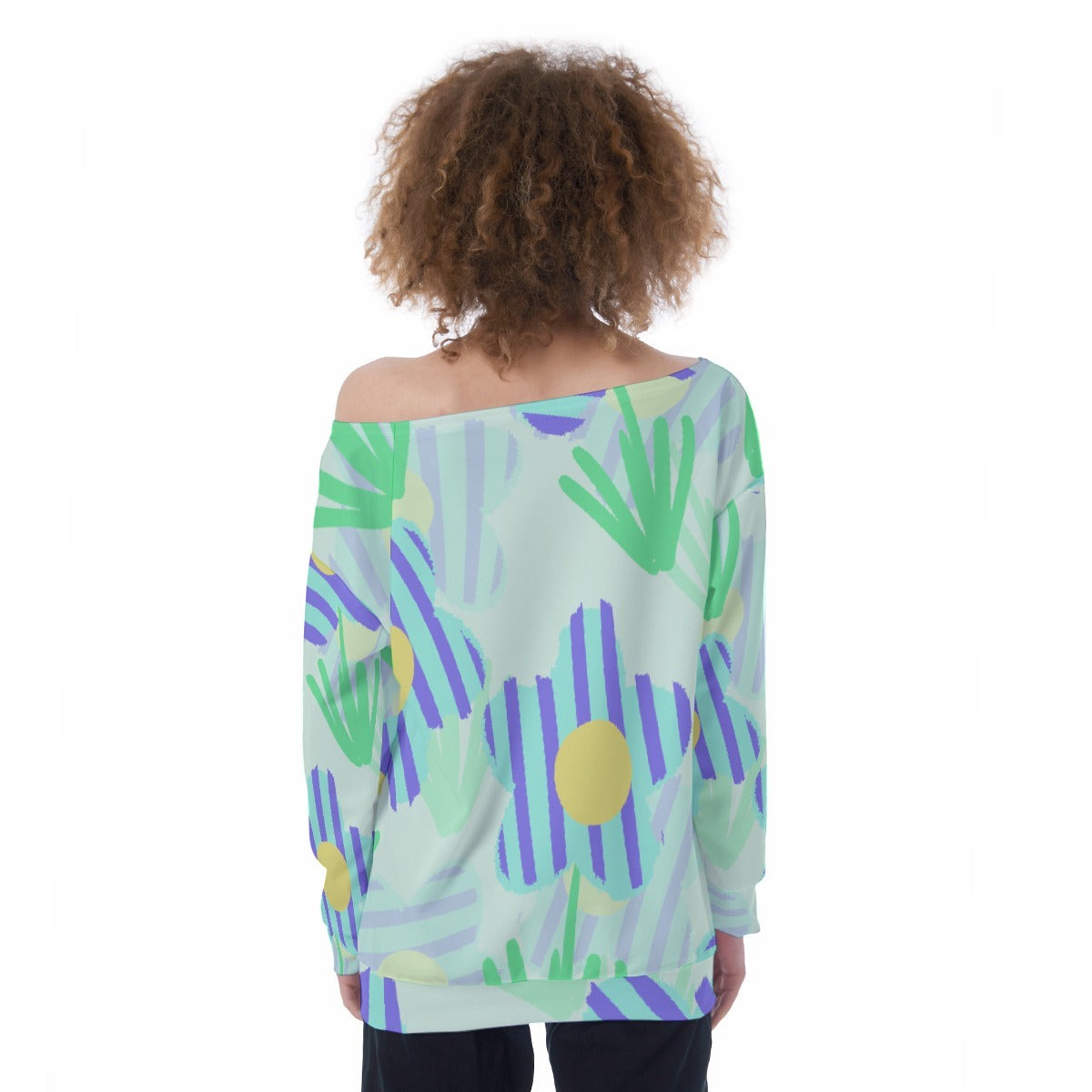 All-Over Print Oversized Women's Off-Shoulder Sweatshirt