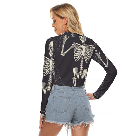 All-Over Print Women's Hollow Chest Keyhole Tight Crop Top