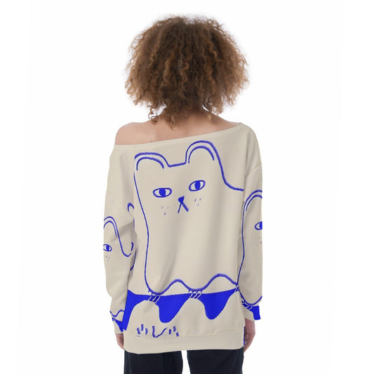 All-Over Print Oversized Women's Off-Shoulder Sweatshirt