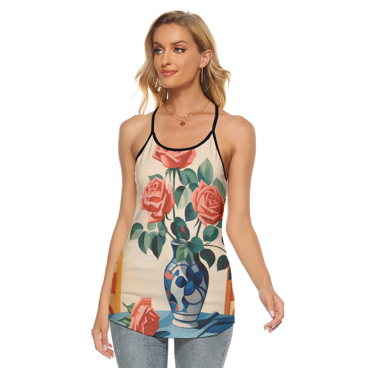 All-Over Print Women's Criss-Cross Open Back Tank Top
