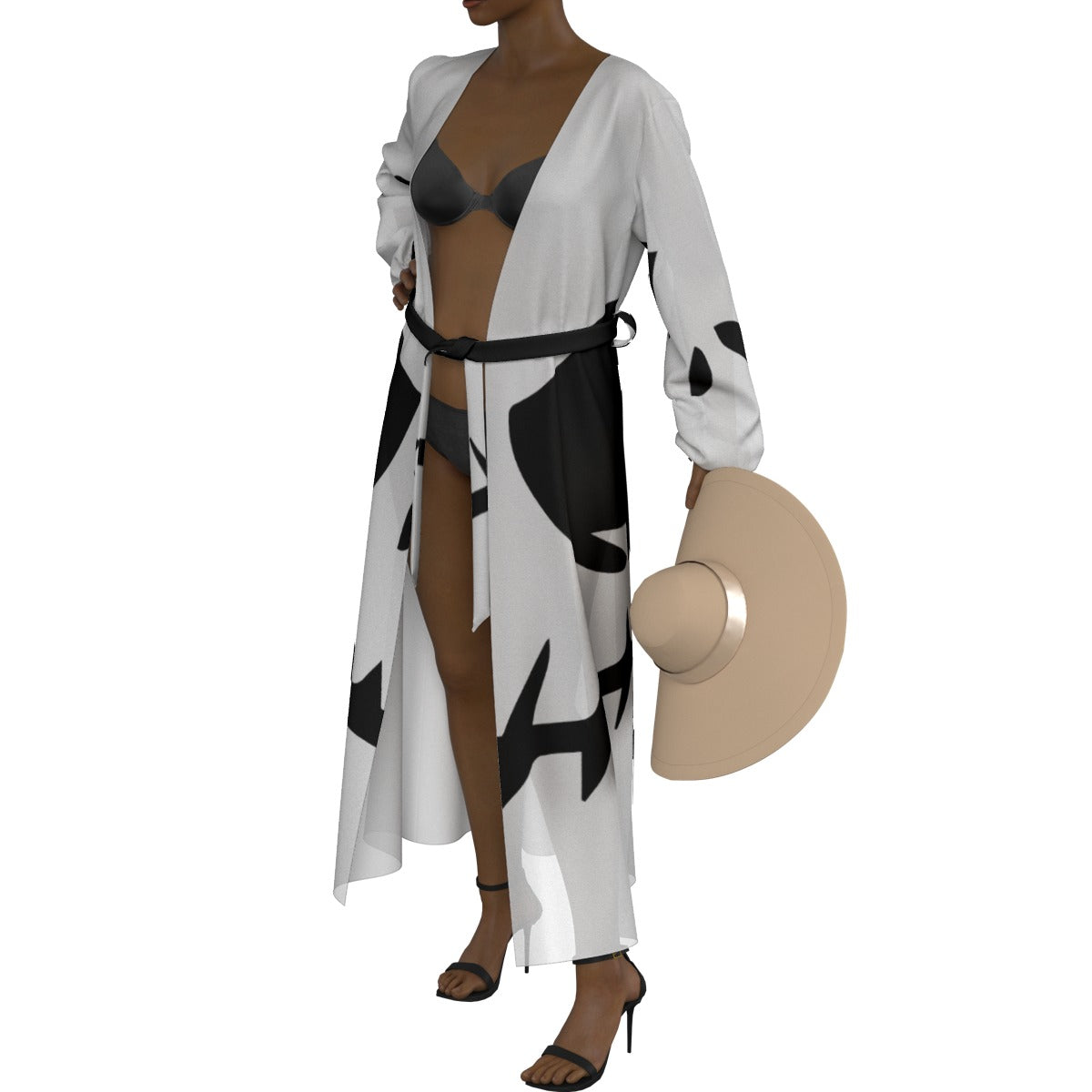 All-Over Print Women's Lace-up Chiffon Robe