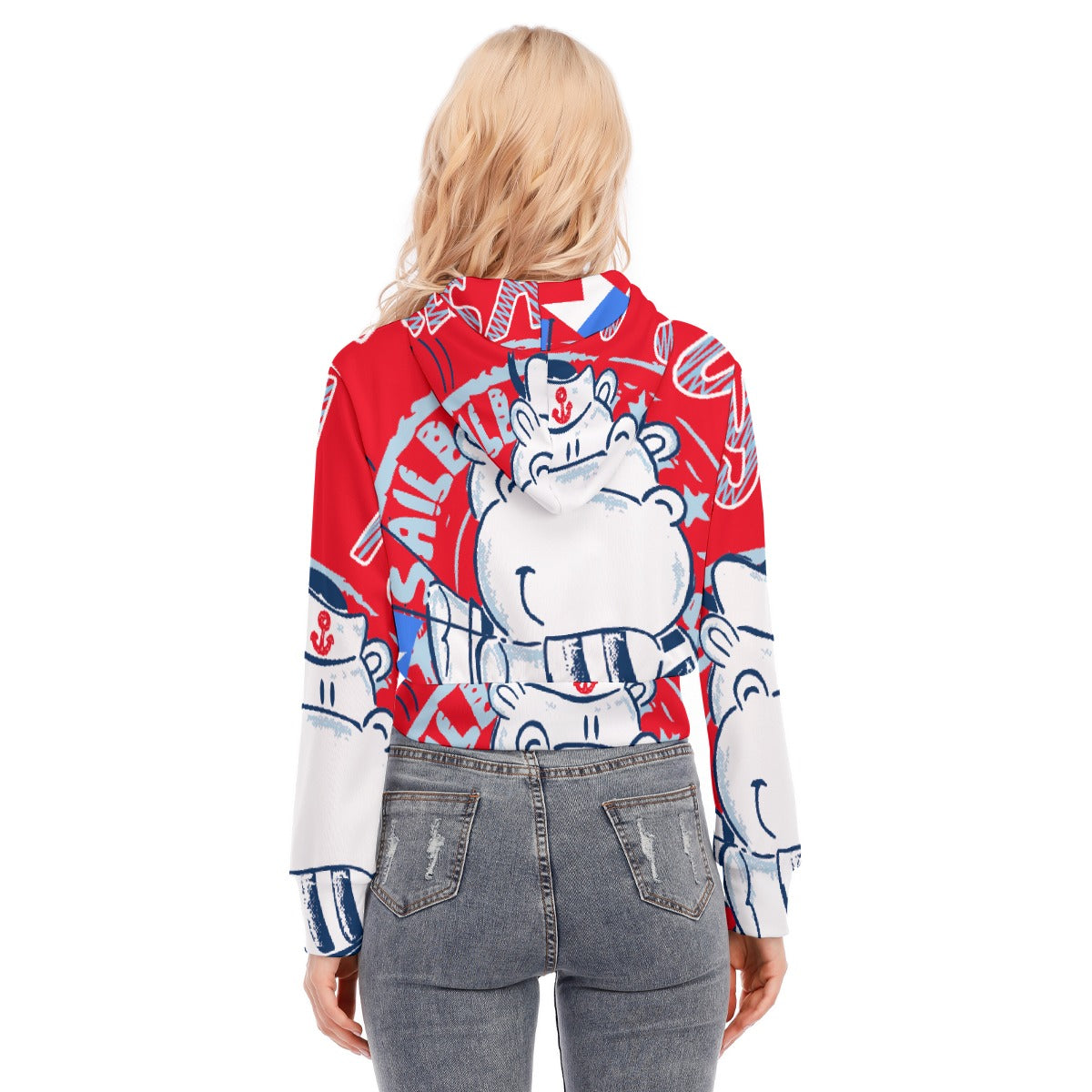 All-Over Print Women's Crop Top Hoodie With Zipper Closure