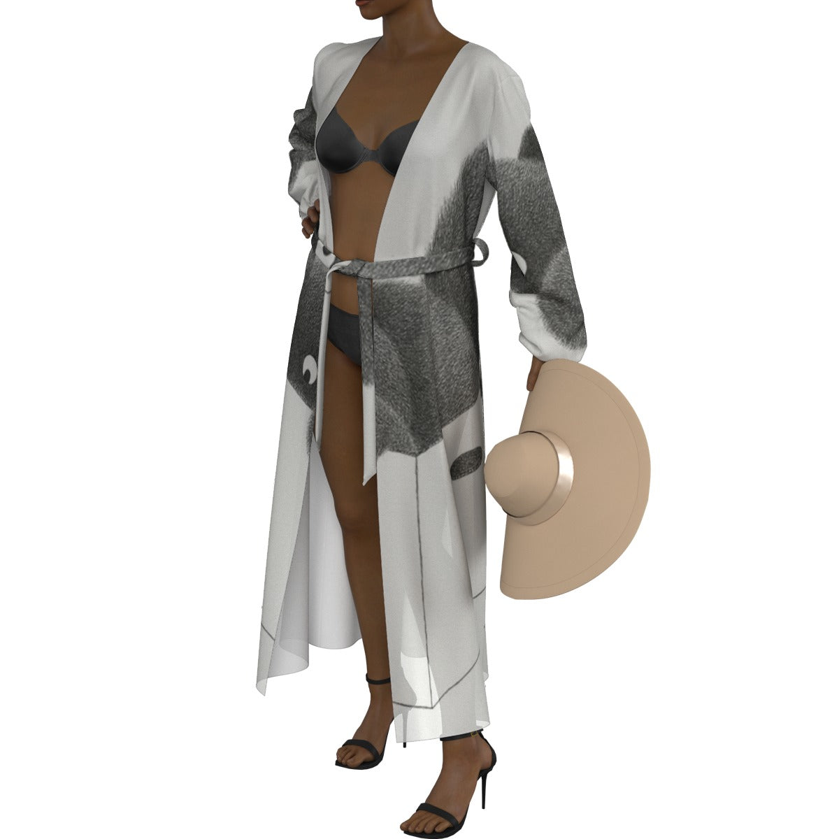 All-Over Print Women's Lace-up Chiffon Robe