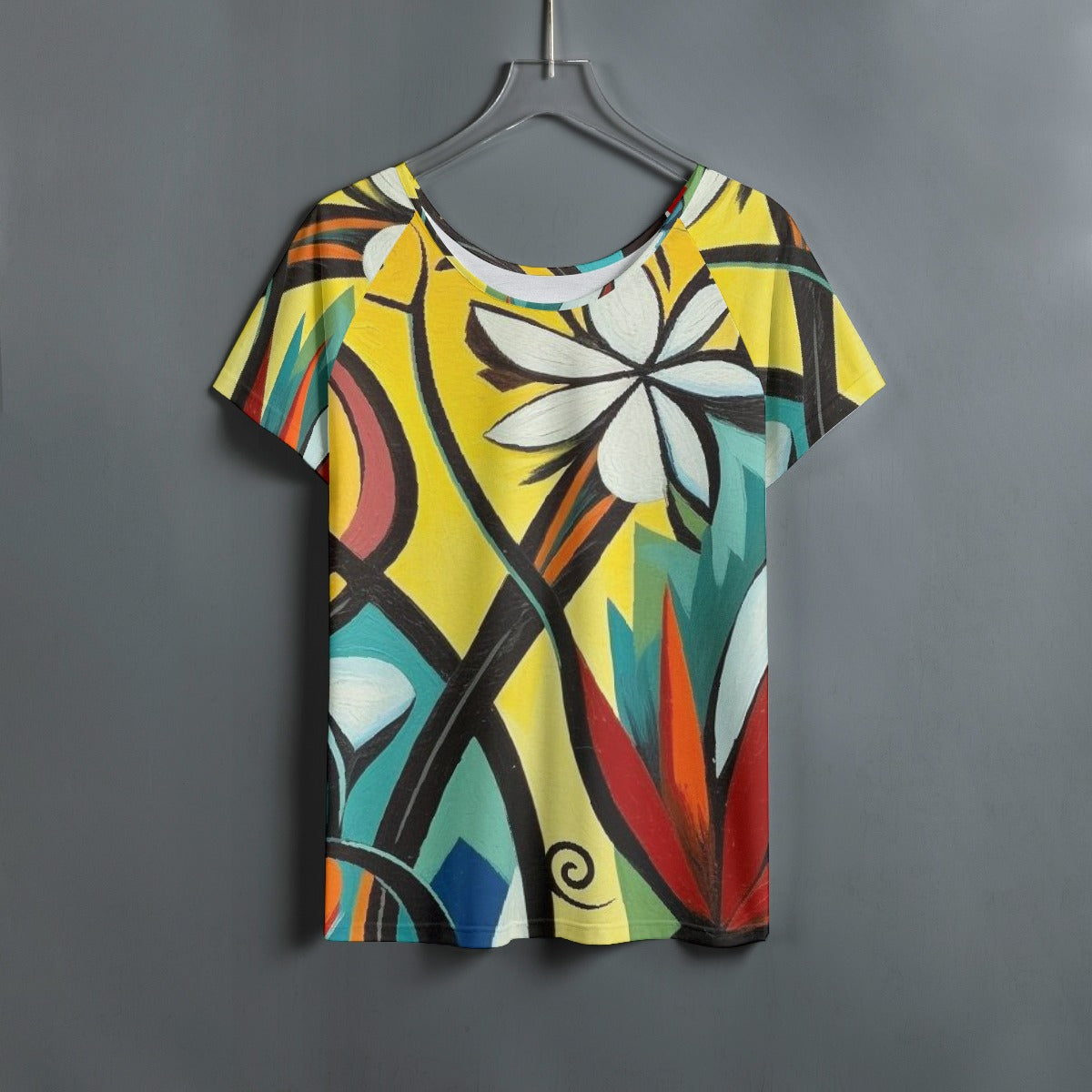 All-Over Print Women's Round Neck T-shirt With Raglan Sleeve