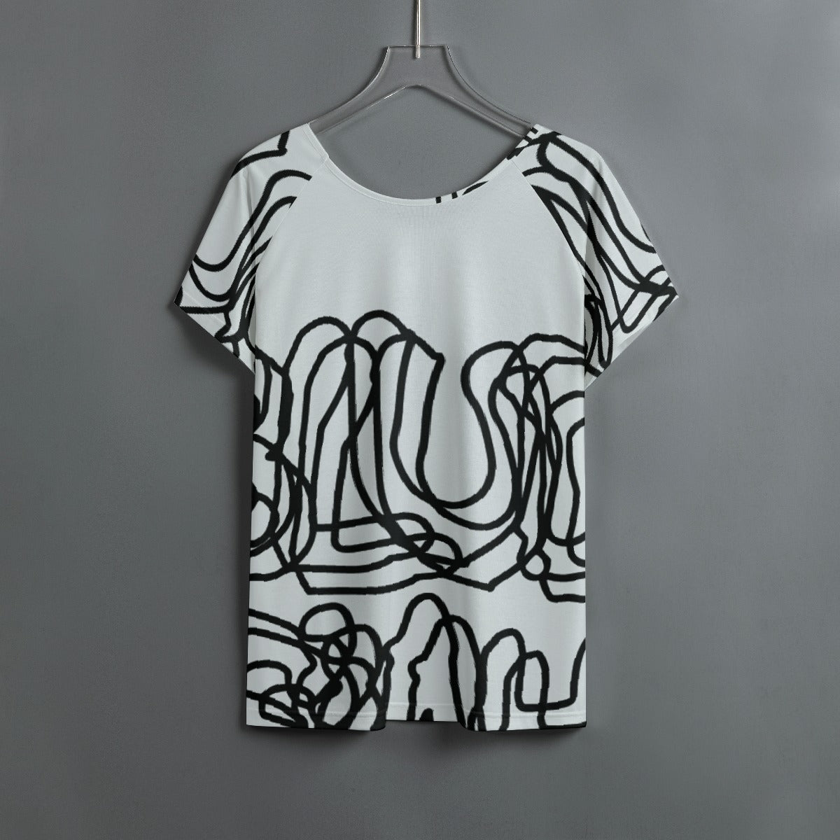 All-Over Print Women's Round Neck T-shirt With Raglan Sleeve