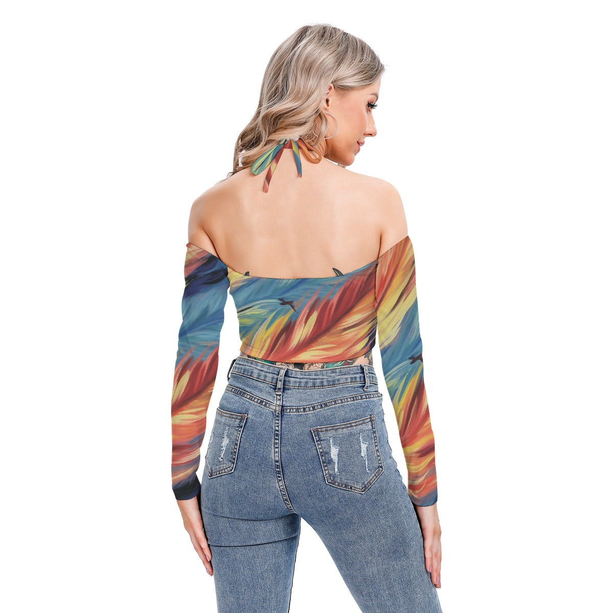 All-Over Print Women's Halter Lace-up Top