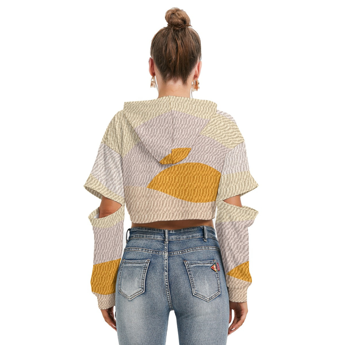 All-Over Print Women's Heavy Fleece Hoodie With Hollow Out Sleeve