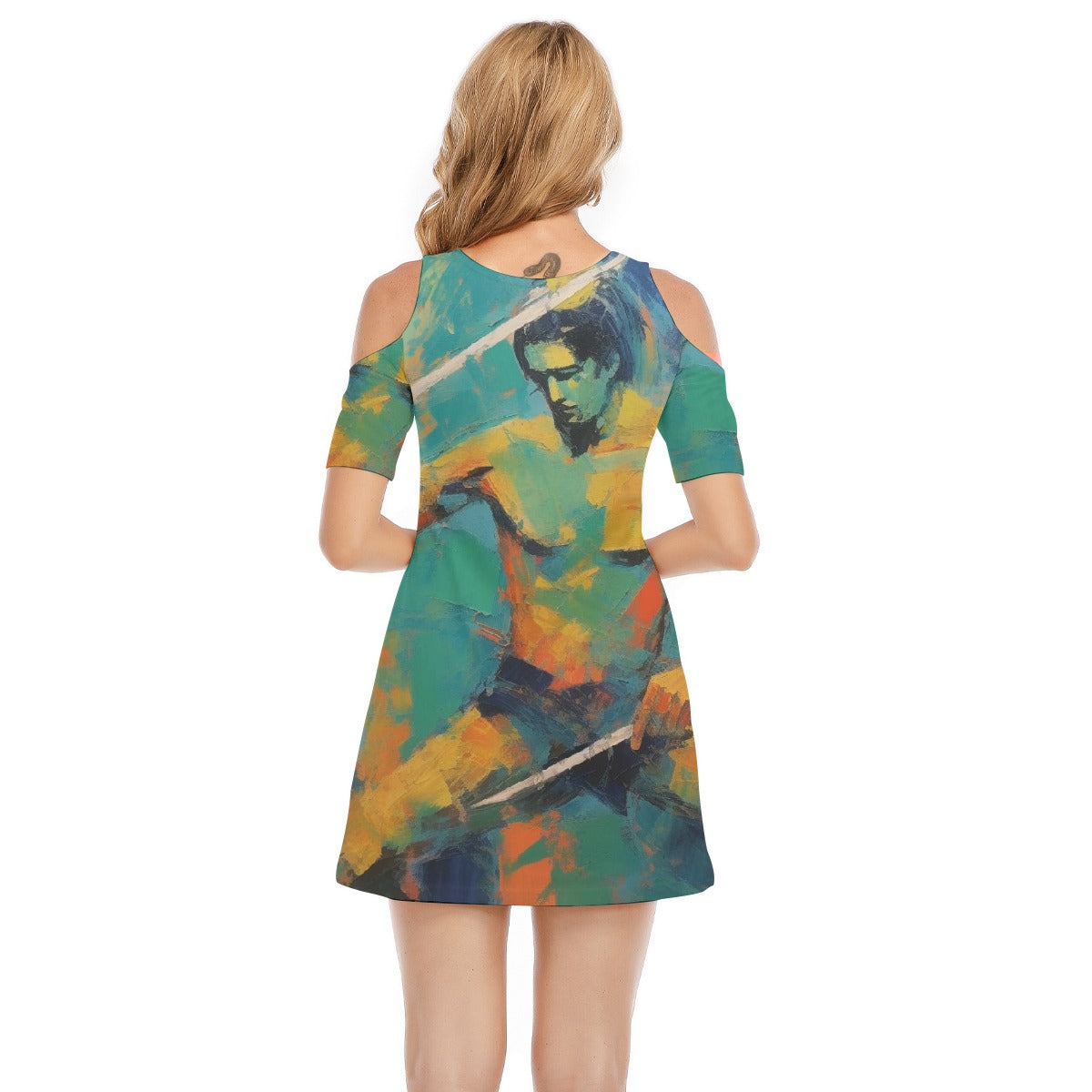 All-Over Print Women's Cold Shoulder Dress | 190GSM Cotton