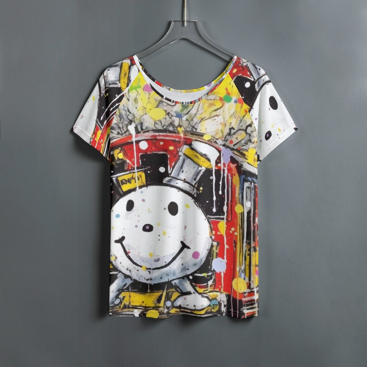 All-Over Print Women's Round Neck T-shirt With Raglan Sleeve