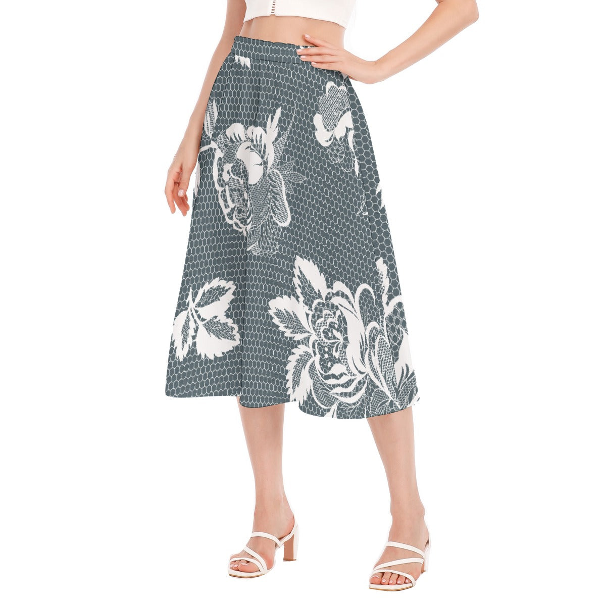 All-Over Print Women's Long Section Chiffon Skirt