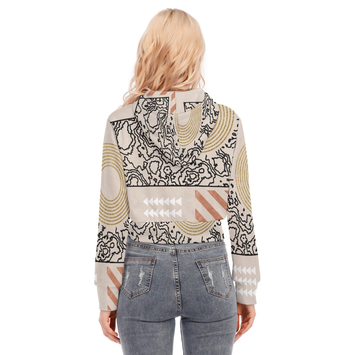All-Over Print Women's Crop Top Hoodie With Zipper Closure