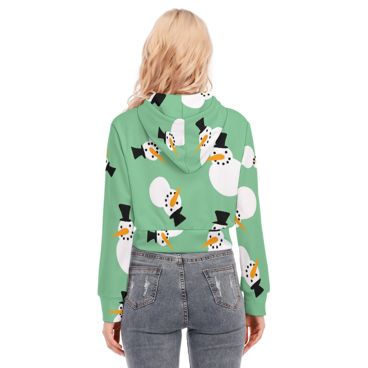 All-Over Print Women's Crop Top Hoodie With Zipper Closure