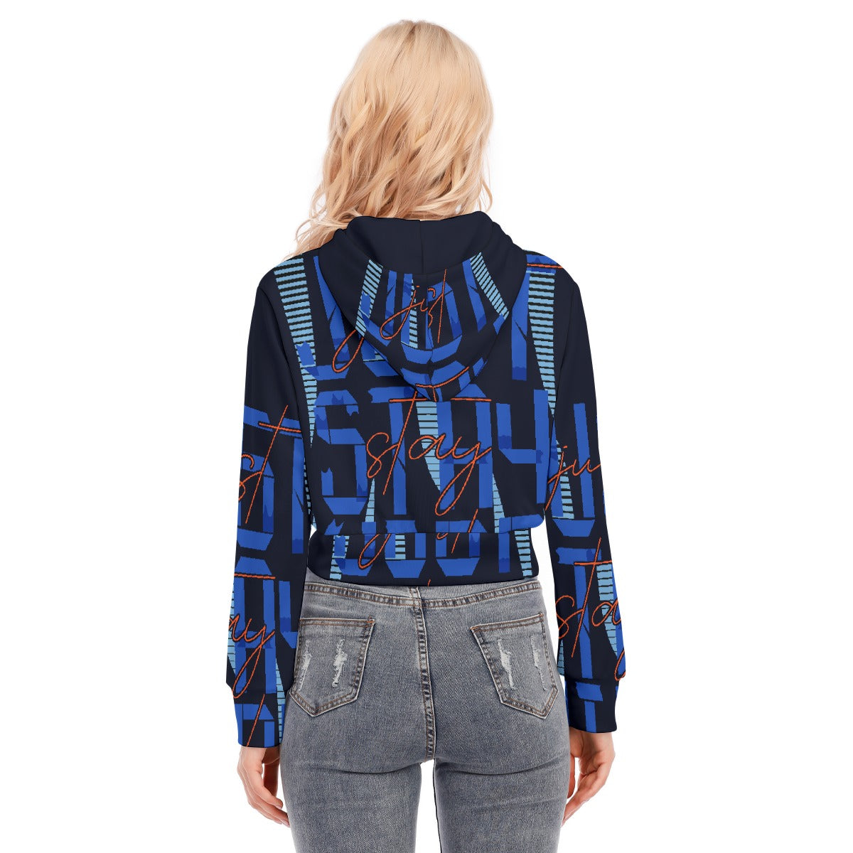 All-Over Print Women's Crop Top Hoodie With Zipper Closure