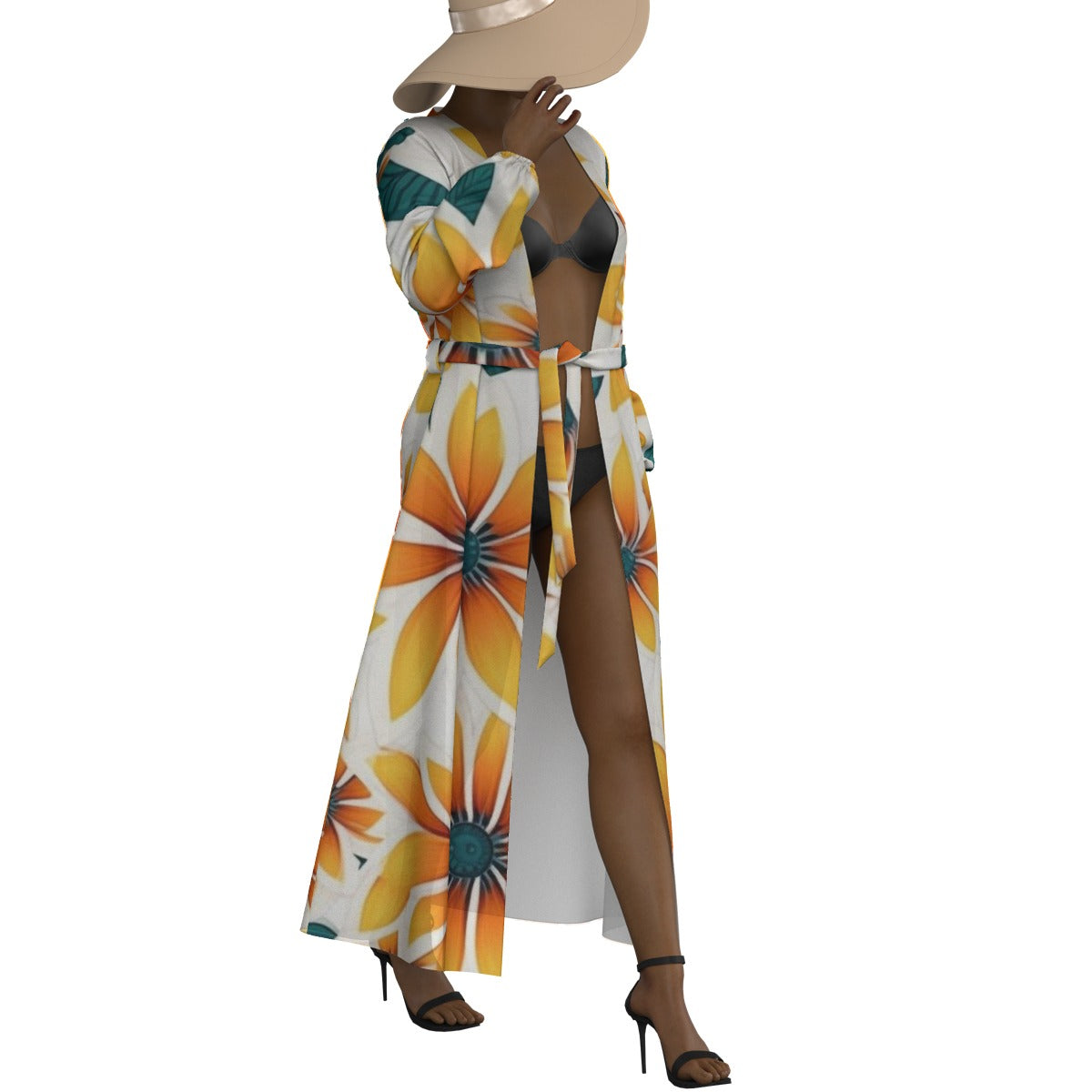 All-Over Print Women's Lace-up Chiffon Robe