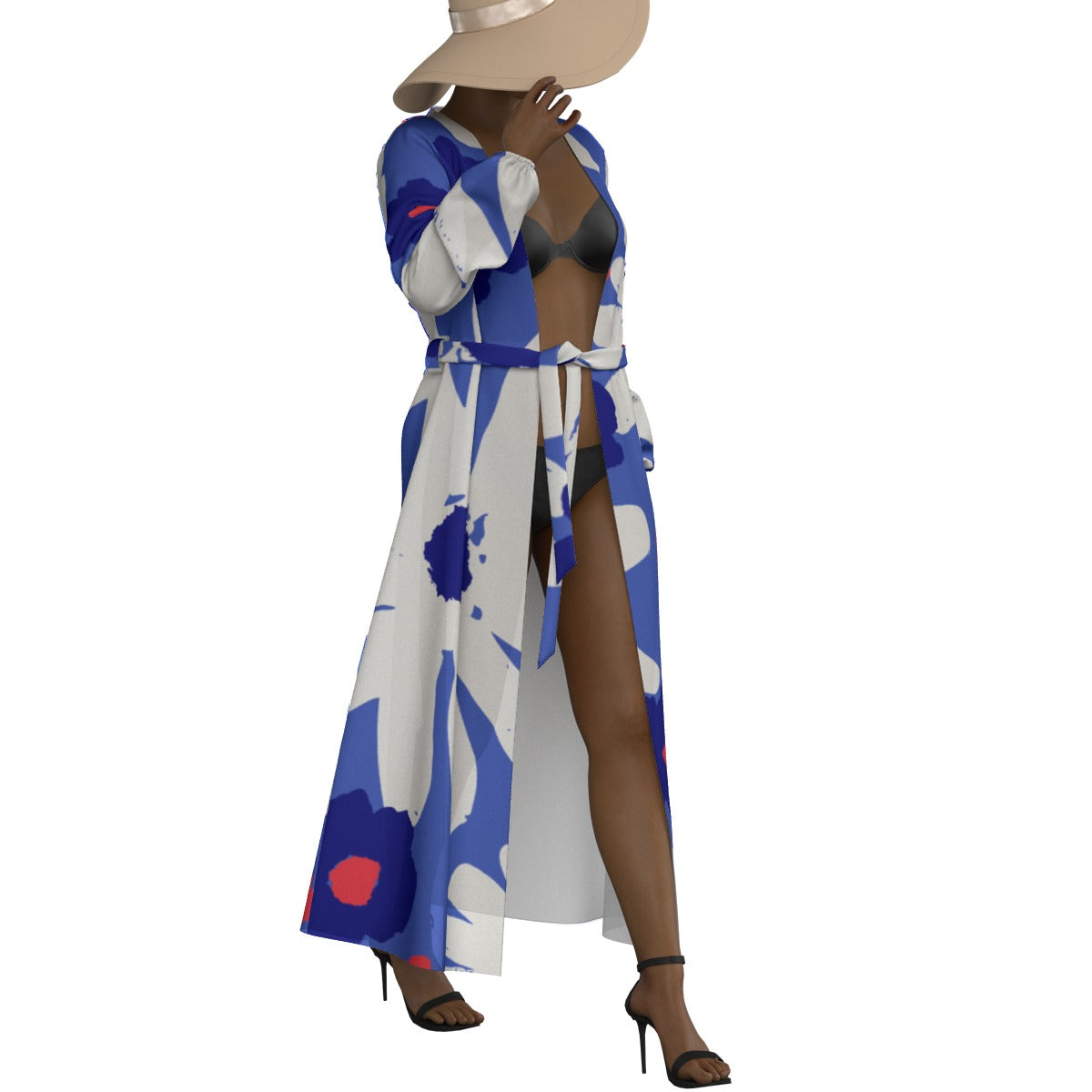 All-Over Print Women's Lace-up Chiffon Robe