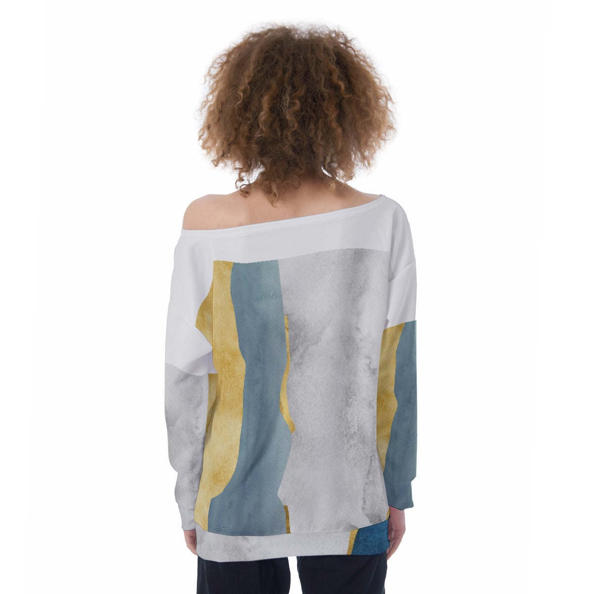 All-Over Print Oversized Women's Off-Shoulder Sweatshirt