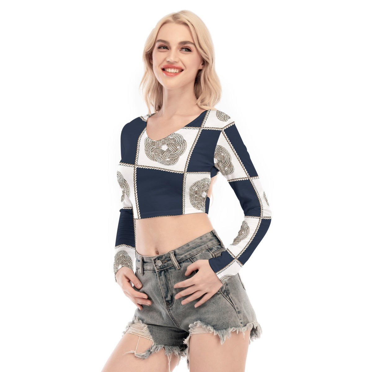 All-Over Print Women's Back Hollow T-shirt With Strap