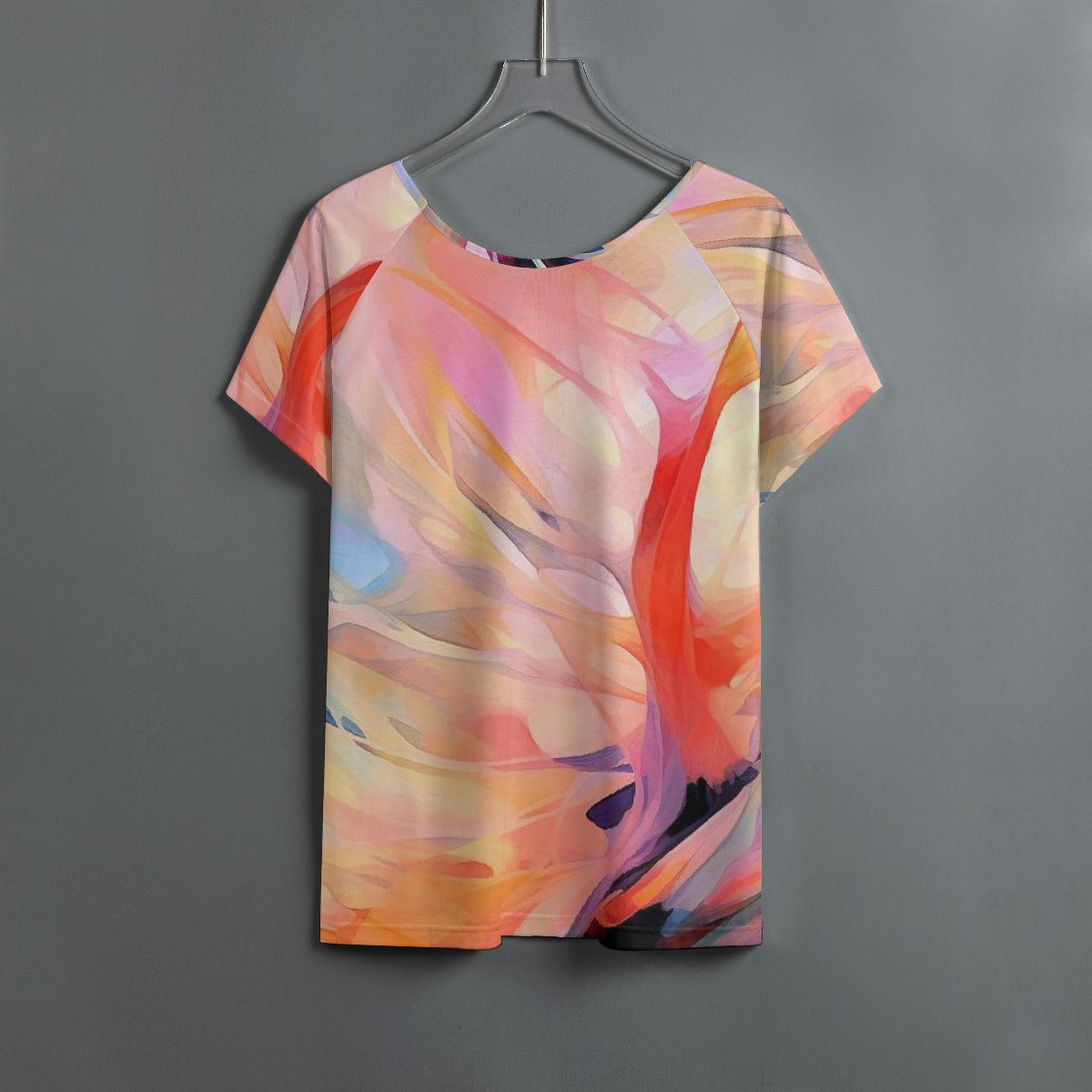 All-Over Print Women's Round Neck T-shirt With Raglan Sleeve