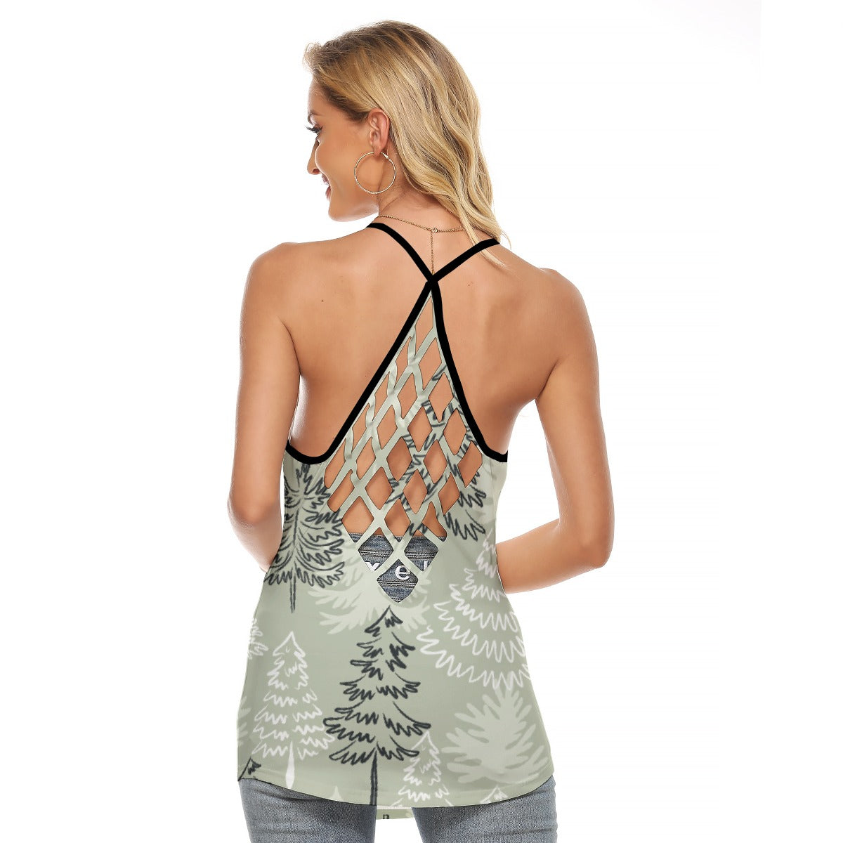 All-Over Print Women's Criss-Cross Open Back Tank Top