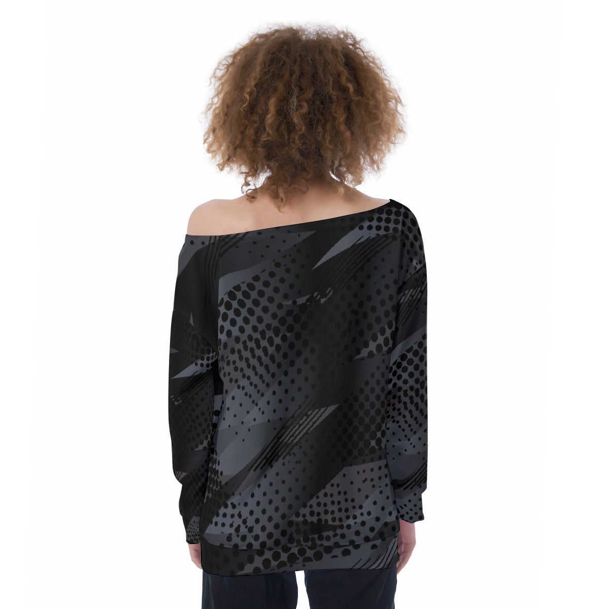 All-Over Print Oversized Women's Off-Shoulder Sweatshirt