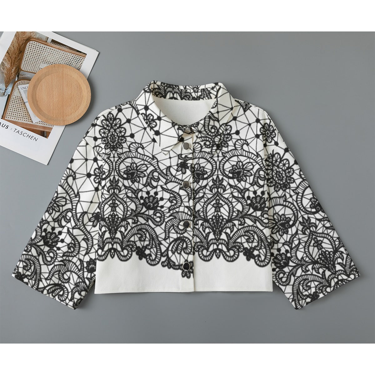 All-Over Print Women's Cropped Jacket | 245GSM Cotton