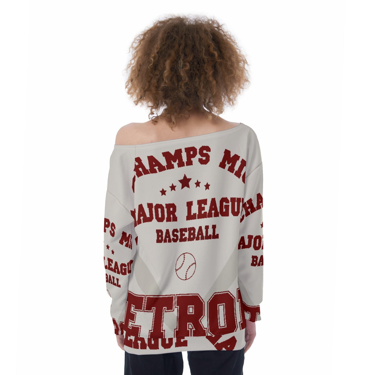 All-Over Print Oversized Women's Off-Shoulder Sweatshirt
