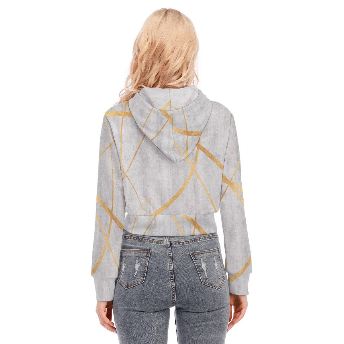 All-Over Print Women's Crop Top Hoodie With Zipper Closure