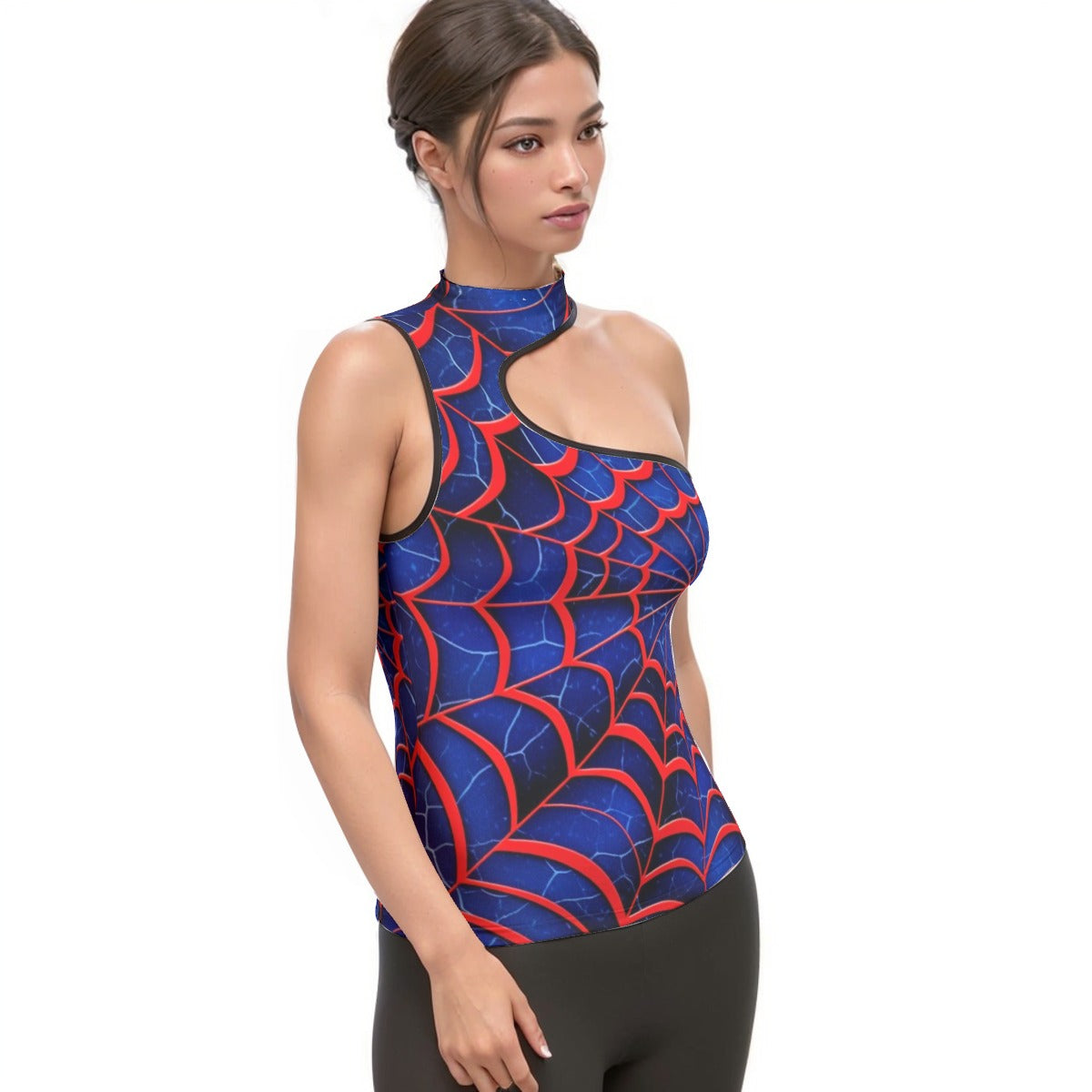 All-Over Print Women's Halter Sleeveless Asymmetrical Tank Top