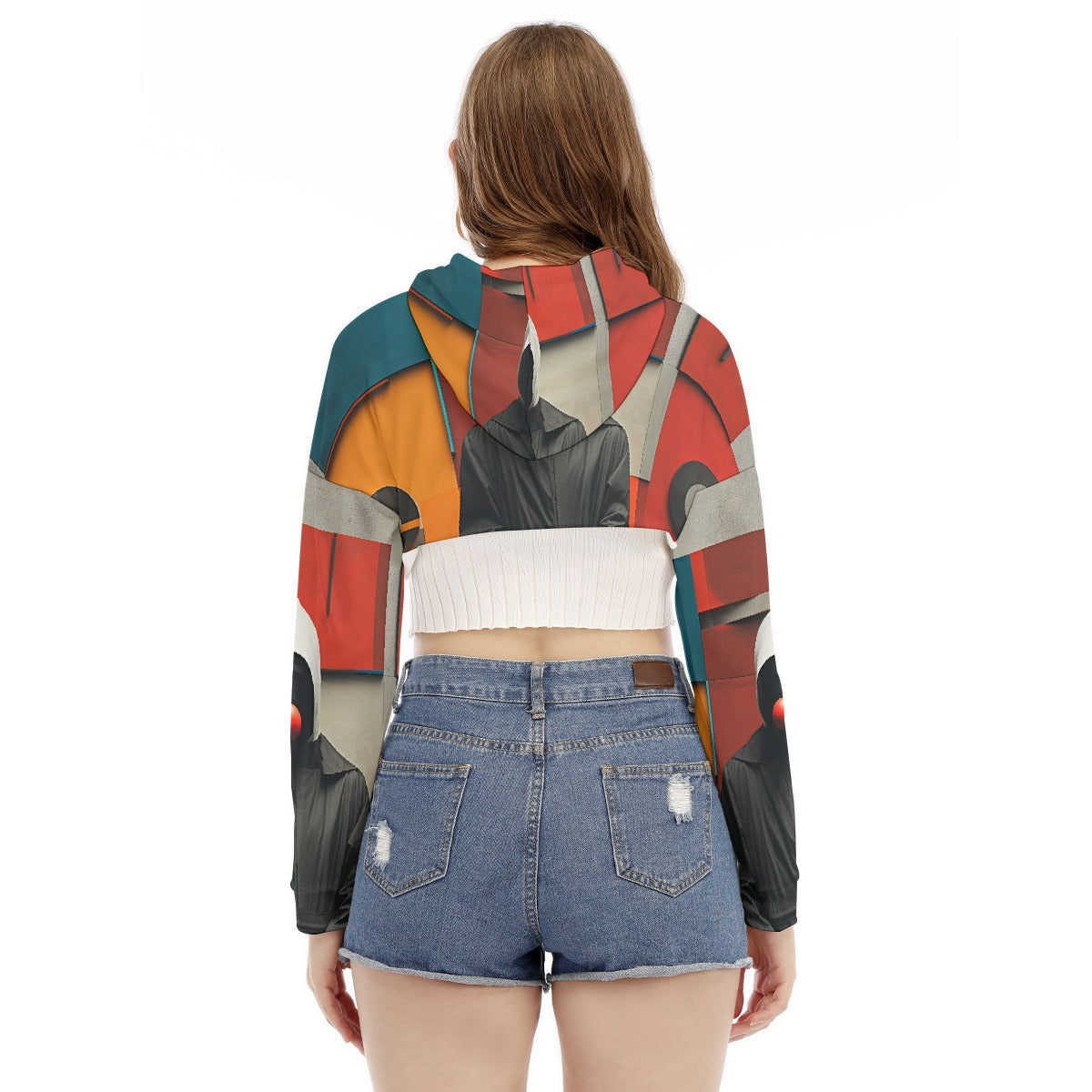 All-Over Print Women's Smock Short Hoodie With Long Sleeve