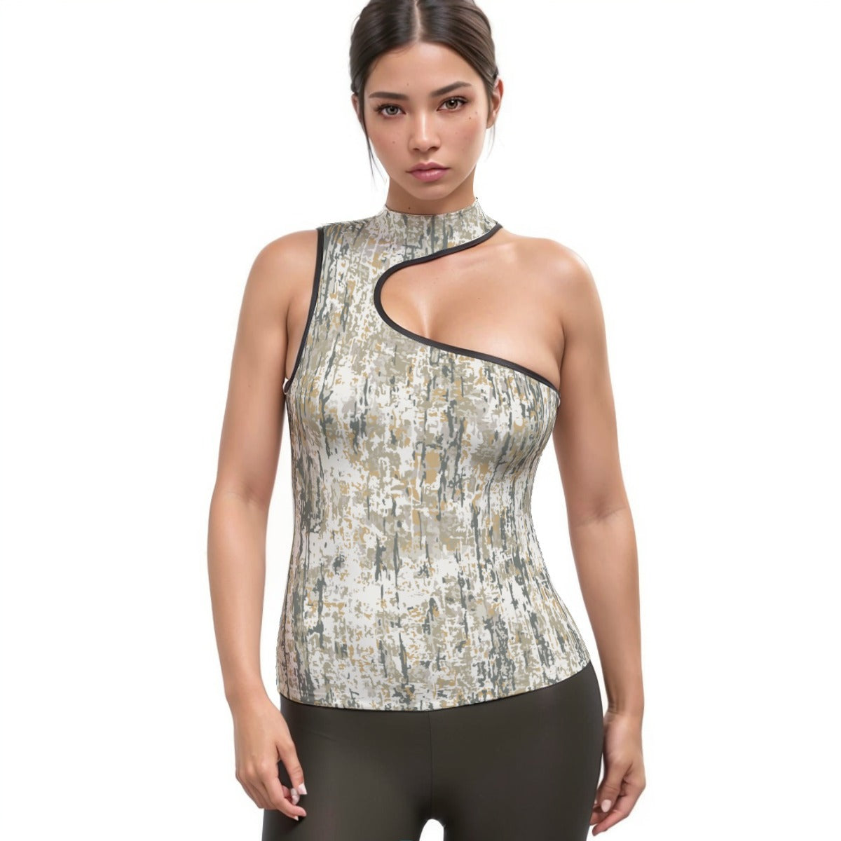All-Over Print Women's Halter Sleeveless Asymmetrical Tank Top