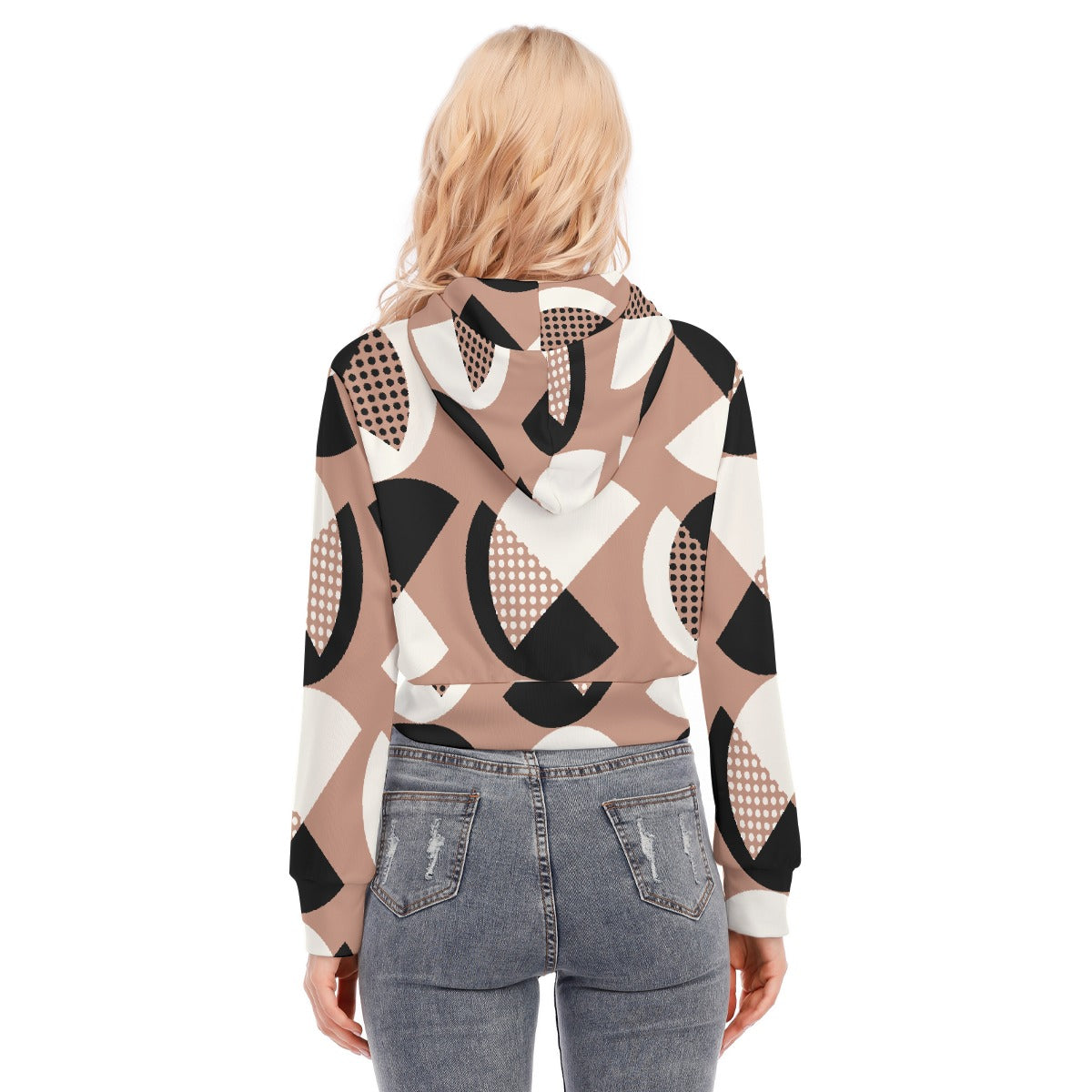 All-Over Print Women's Crop Top Hoodie With Zipper Closure