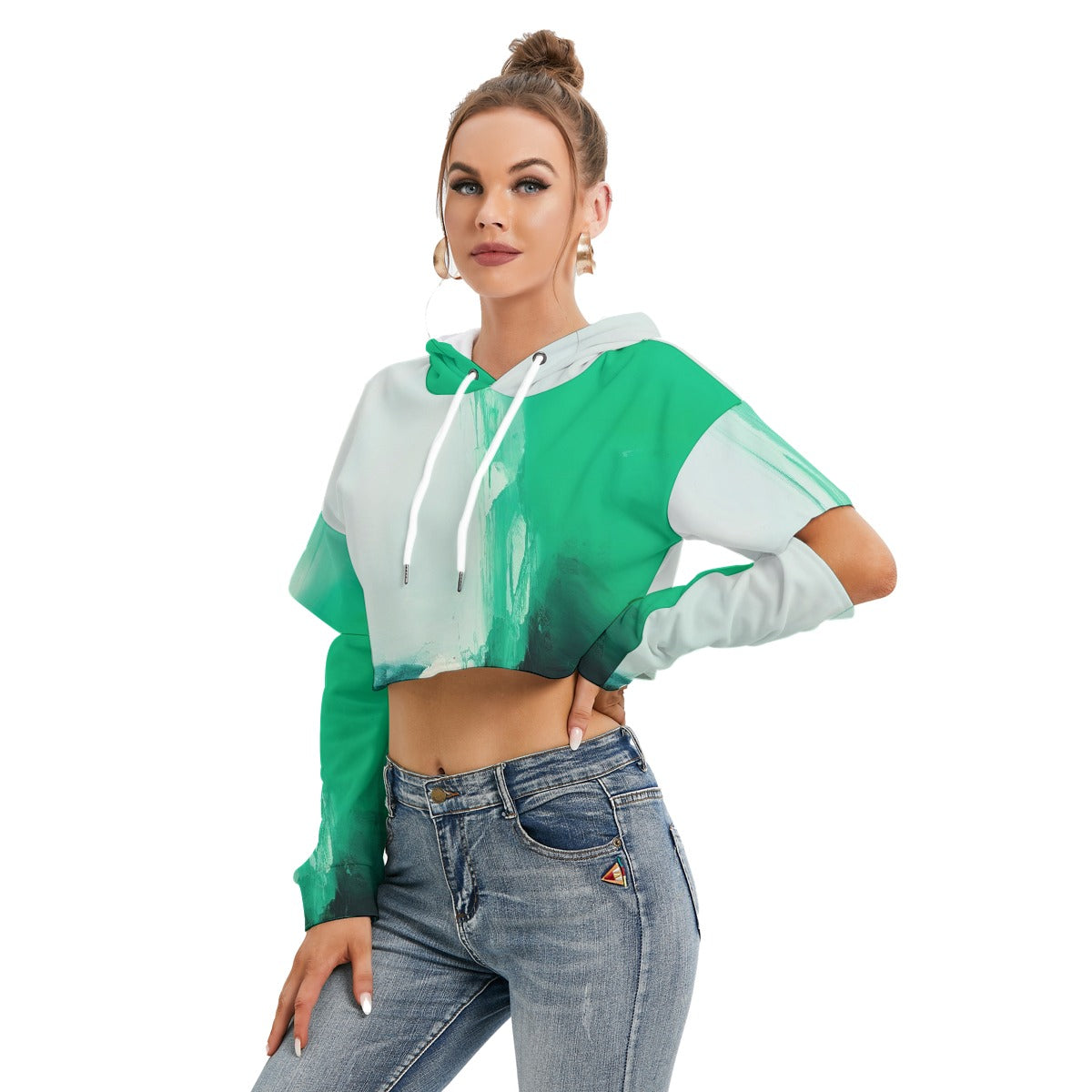 All-Over Print Women's Heavy Fleece Hoodie With Hollow Out Sleeve