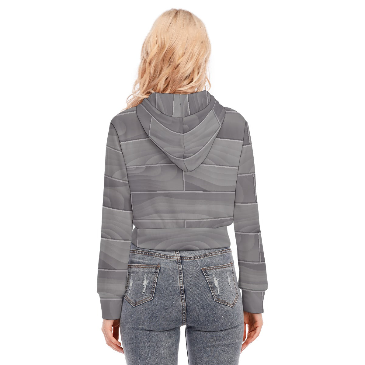 All-Over Print Women's Crop Top Hoodie With Zipper Closure