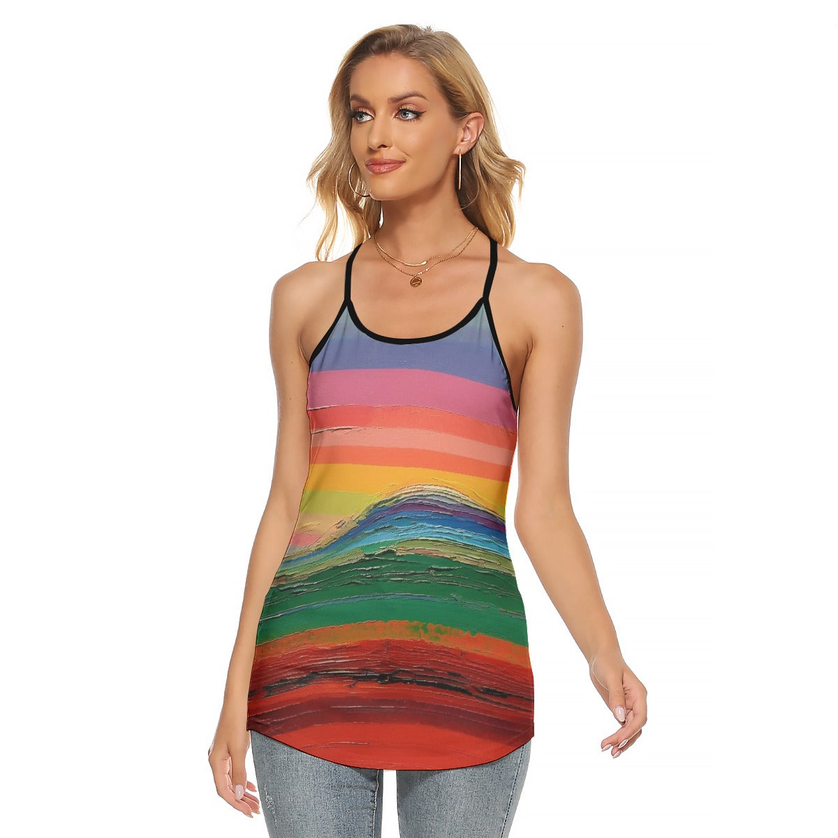 All-Over Print Women's Criss-Cross Open Back Tank Top