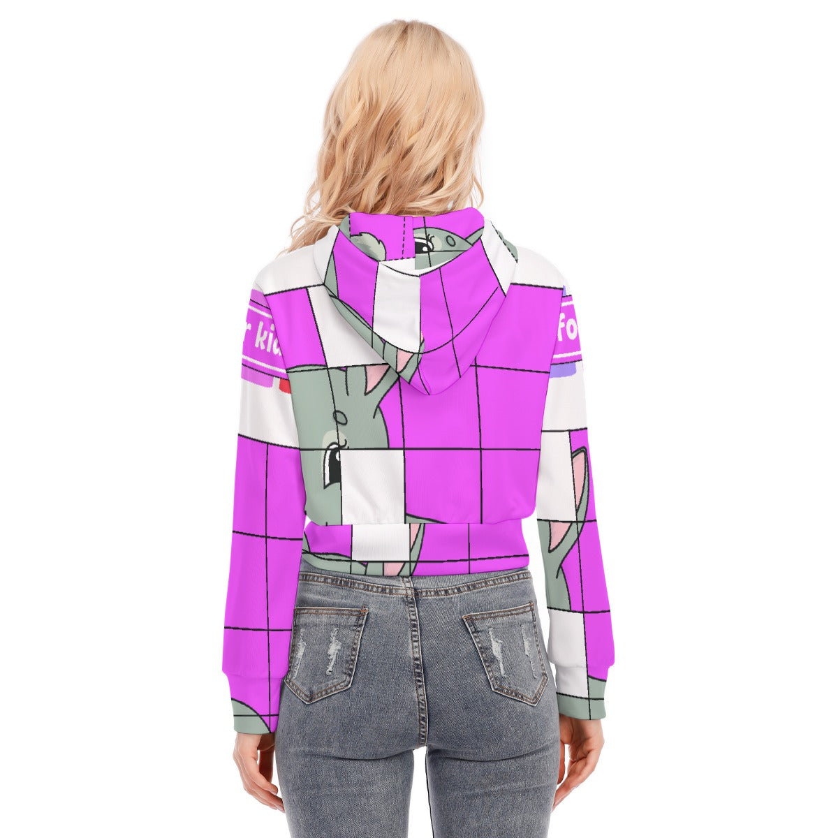 All-Over Print Women's Crop Top Hoodie With Zipper Closure