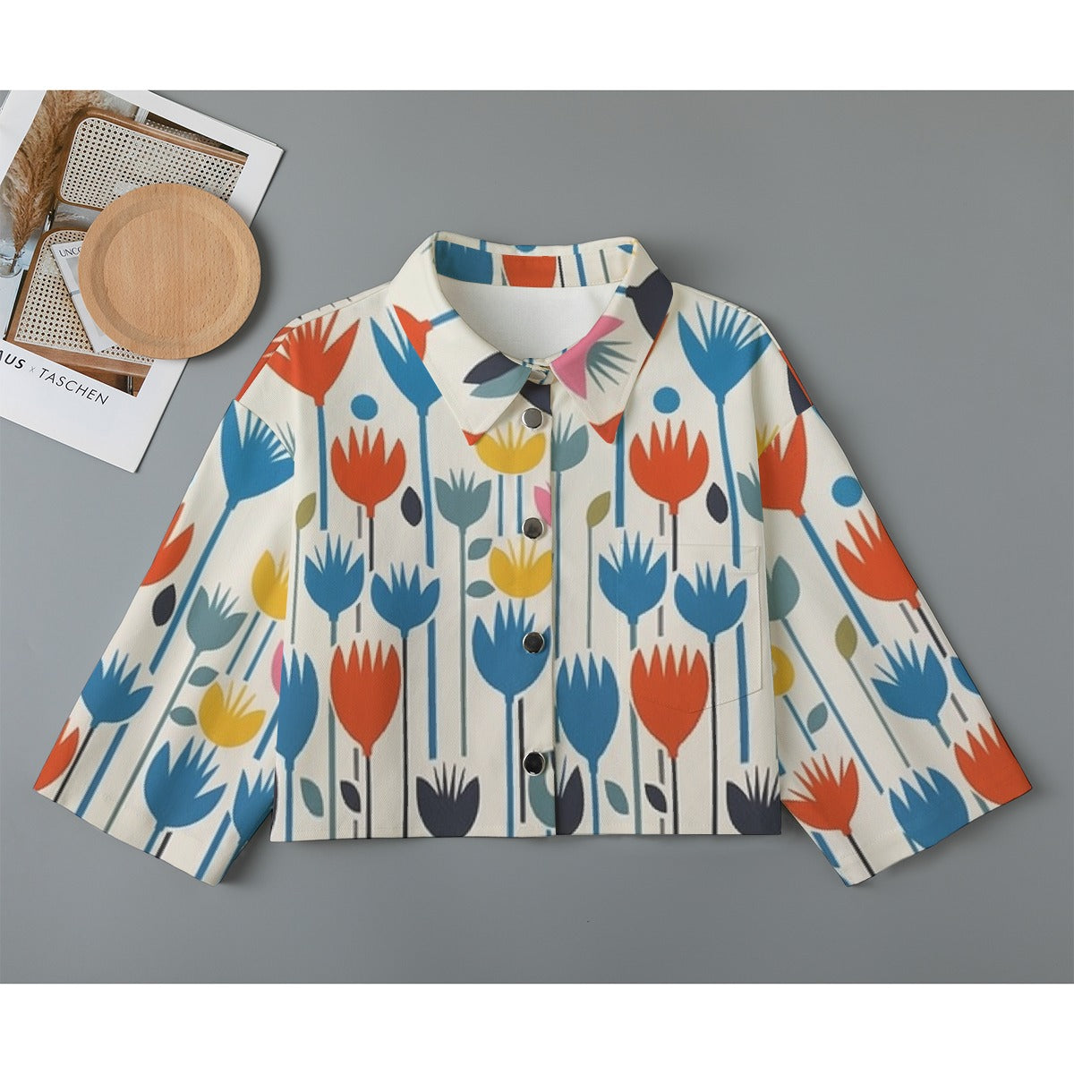 All-Over Print Women's Cropped Jacket | 245GSM Cotton