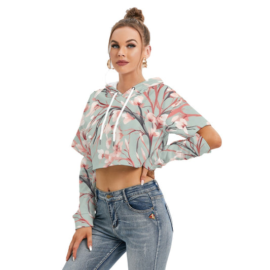 All-Over Print Women's Heavy Fleece Hoodie With Hollow Out Sleeve