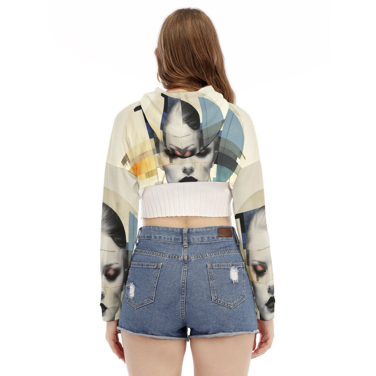 All-Over Print Women's Smock Short Hoodie With Long Sleeve