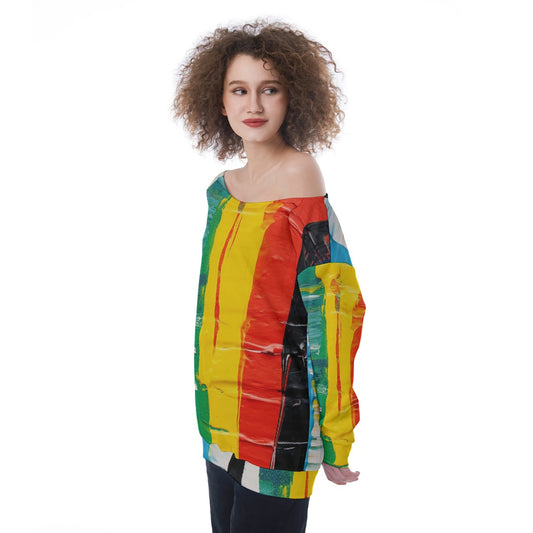 All-Over Print Oversized Women's Off-Shoulder Sweatshirt