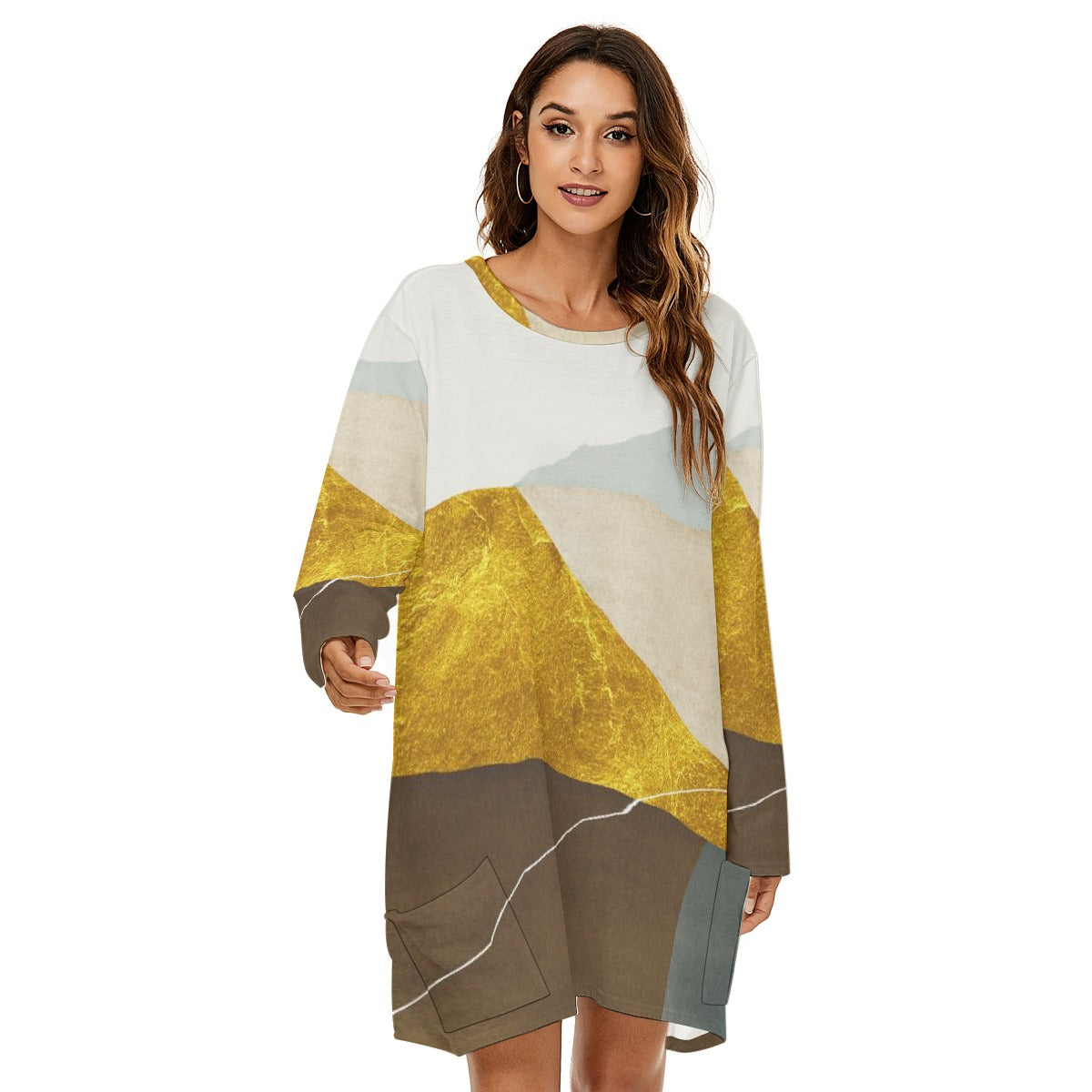 All-Over Print  Women's Loose Crew Neck Dress