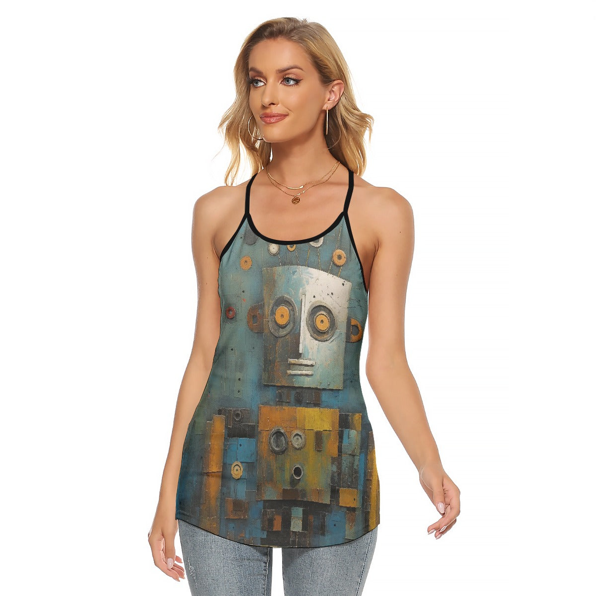 All-Over Print Women's Criss-Cross Open Back Tank Top
