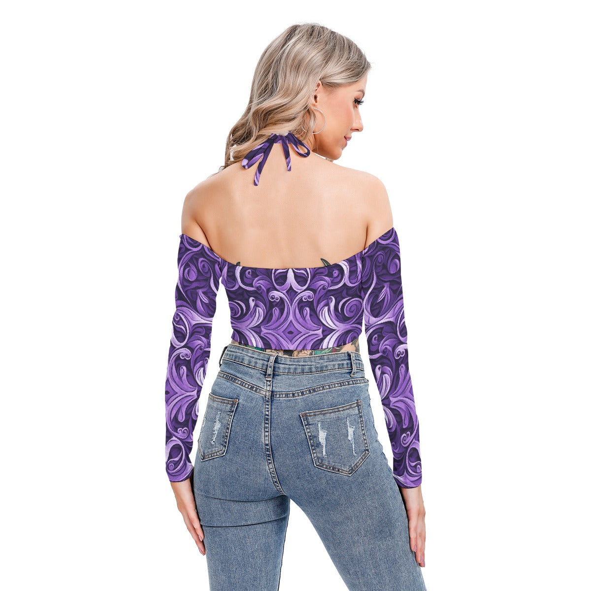All-Over Print Women's Halter Lace-up Top