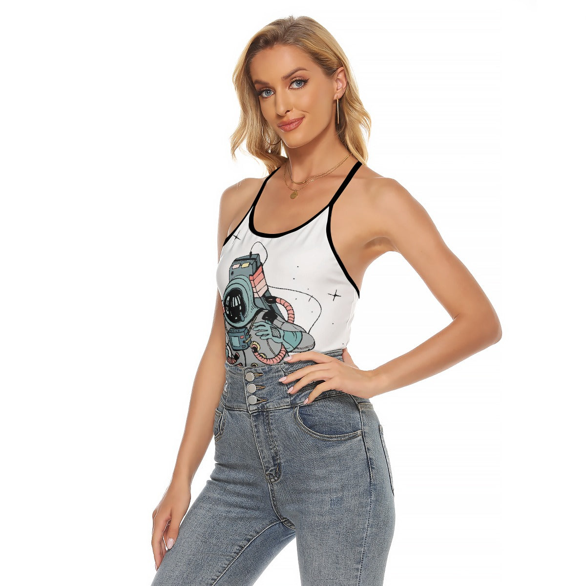 All-Over Print Women's Criss-Cross Open Back Tank Top