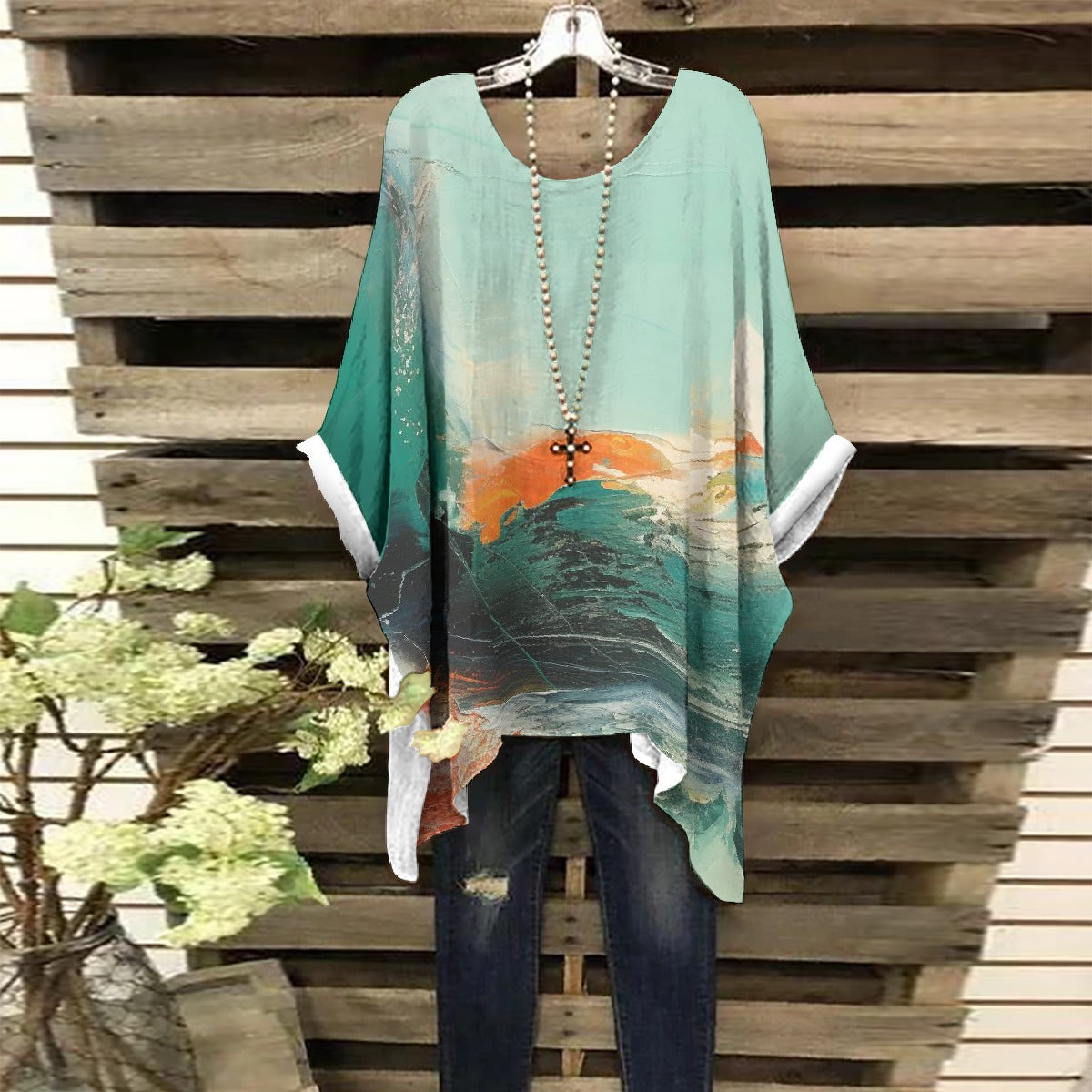 All-Over Print Women's Bat Sleeve Shirt