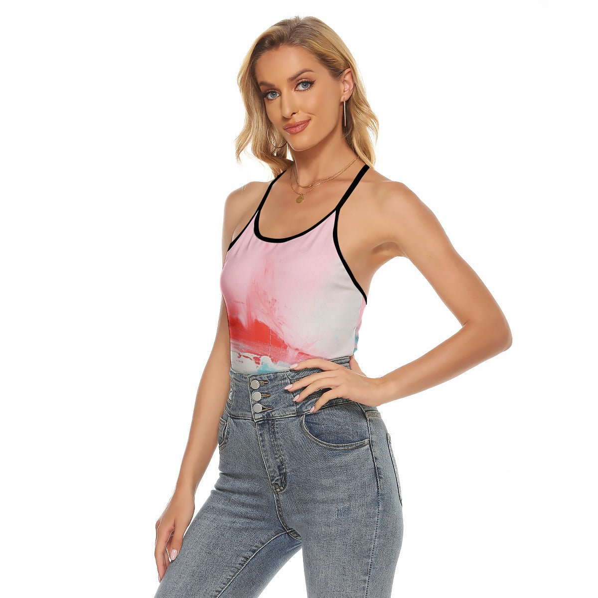 All-Over Print Women's Criss-Cross Open Back Tank Top