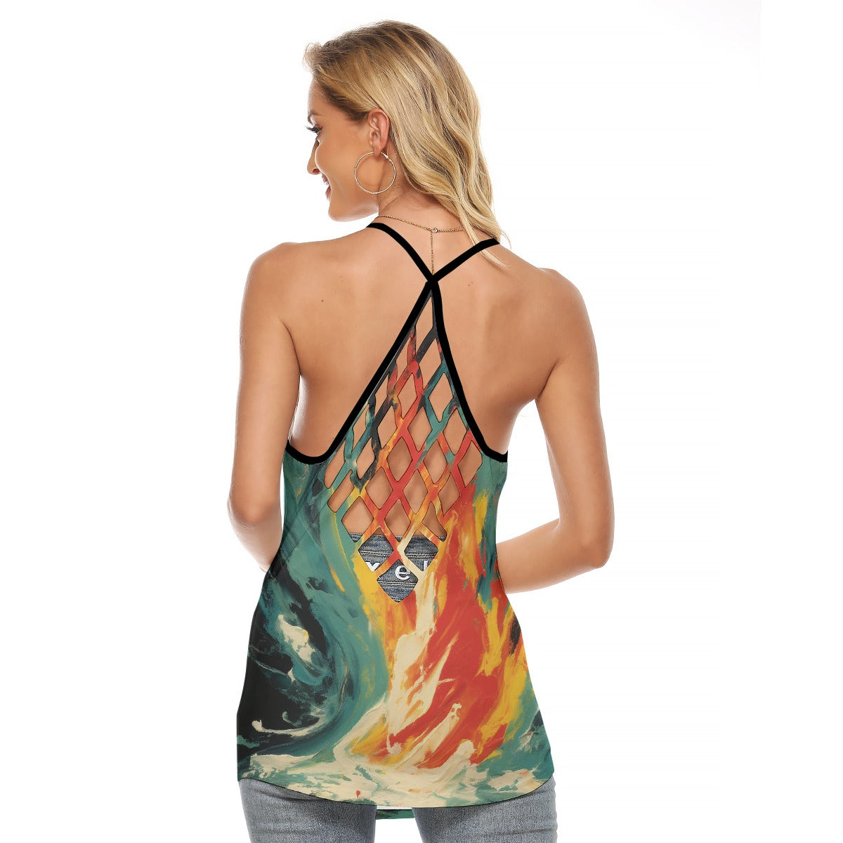 All-Over Print Women's Criss-Cross Open Back Tank Top