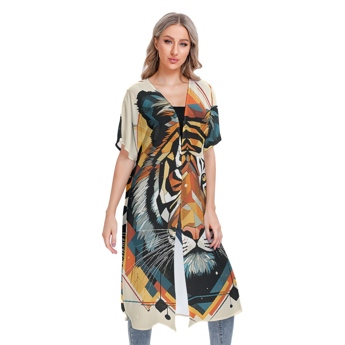 All-Over Print Women's Short Sleeve Cardigan
